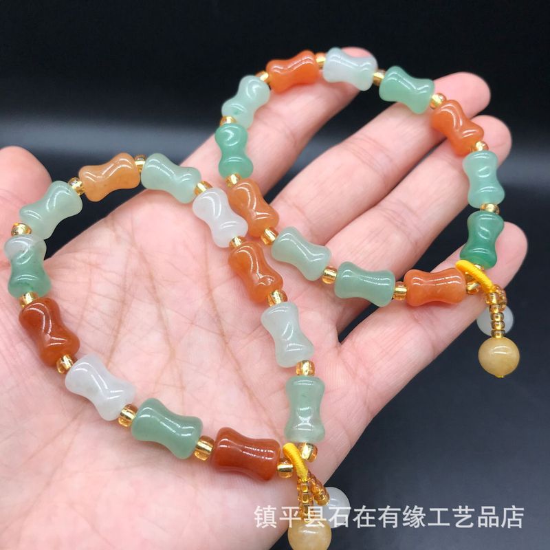 Jewelry & Watches Vitopoulos - Natural Aventurine Bamboo , Golden Silk