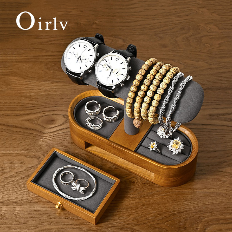 Oirlv Solid Wood Watch Organiz - Jewelry Bracelet Watches ulasan dan harga