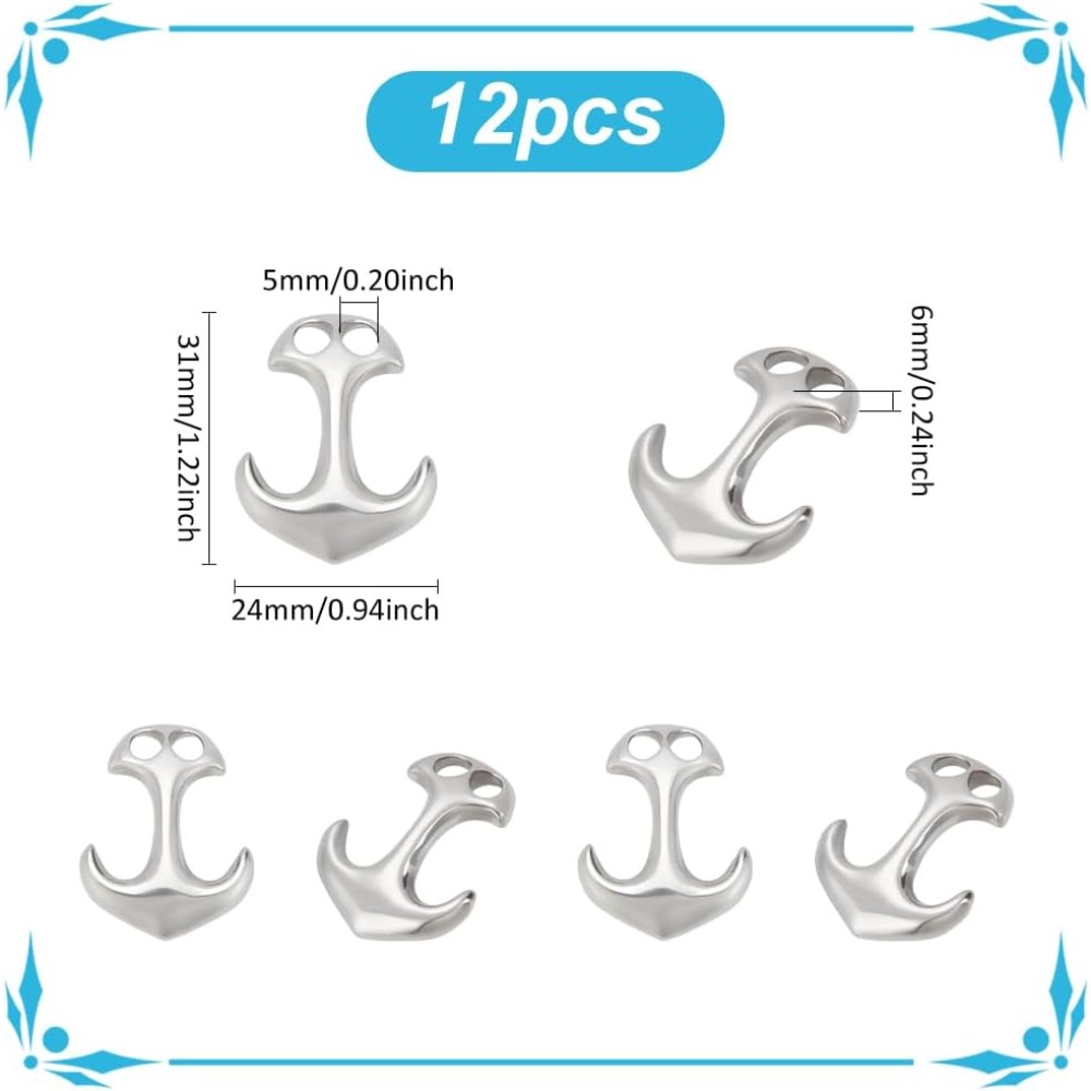 12pcs Stainless Steel Anchor H - Leather Bracelet ulasan dan harga