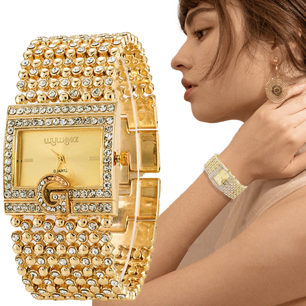 Simple Square Gold Watches Wom - Jewelry Watches Gold ulasan dan harga
